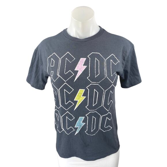 AC/DC Rock Band Women's Black Short Sleeve Concert Tour Basic Tee T-Shirt Top XS - Picture 1 of 4